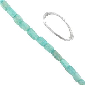 Spearminto! - Amazonite Faceted Tumbles & 1m 925 Sterling Silver Wire 0.4mm