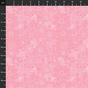 Mia Charro Floral Pets Collection Sigrid Pink Fabric 0.5m