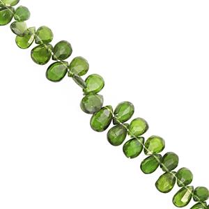 35cts Chrome Diopside Top Side Drill Faceted Pear Approx 5.5x4 to 8.5x6mm, 15cm Strand