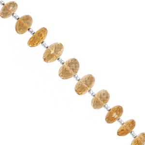 45cts Rio Grande Citrine Graduated Faceted Rondelle Approx 7x4 to 10.5x6.5mm, 15cm Strand with Spacers