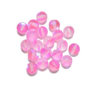 Hot Pink Frosted Synthetic Opal Rounds, Approx 6mm, 20pcs