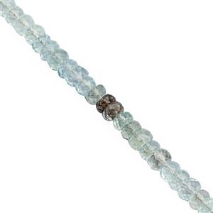 32cts Moss Aquamarine Faceted Rondelles Approx 2.5x1 to 4x2mm, 23cm Strand