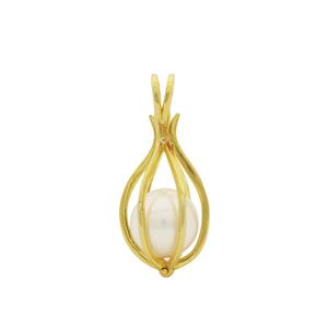 Gold Plated 925 Sterling Silver Hinged Cage To Fit White Cultured Pearl, Approx 23x13mm