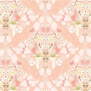 Poppie Cotton Serenity Blooms Collection First Kiss Peach Fabric 0.5m