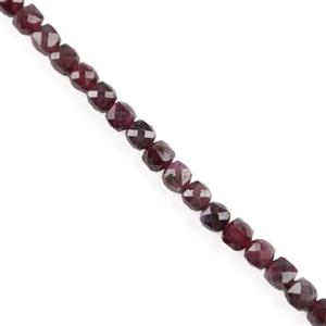 65cts Ruby Faceted Cubes Approx 4mm, 38cm Strand
