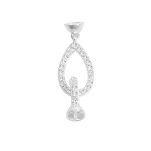 925 Sterling Silver Pear Clasp with Latch with CZ Approx 28x10mm 