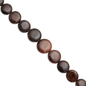 76cts Golden Sheen Obsidian Center Drill Graduated Smooth Coin Approx 7 to 12.50mm, 17cm Strand