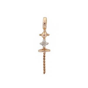 Rose Gold Plated Sterling Silver Diamond Set Bail Loop, Approx 17x4mm