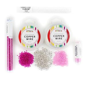 Delilah Dolphin; Pink, Fuchsia, White Miyuki 11/0s, Wire 0.8mm, 0.4mm, Jump rings ID 3mm
