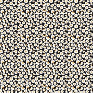 Poppie Cotton Hopscotch & Freckles Daisies Black Fabric 0.5m