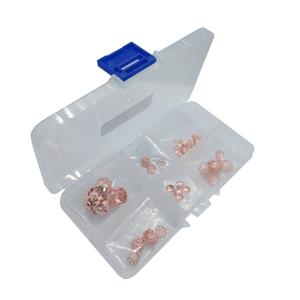 48pcs Rose Gold Plated Bead Caps Selection In Storage Box (6 Designs - 8pcs of Each)
