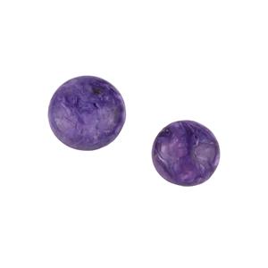 Collectors Parcel - 11.50cts 16mm Charoite and 7.50cts 14mm Charoite Loose Round Cabochon
