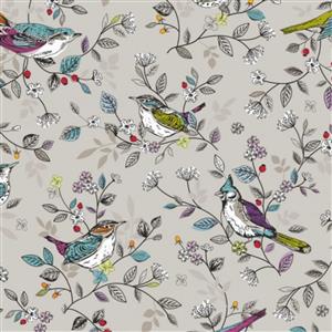 Springtime Collection Dawn Chorus Taupe Fabric 0.5m
