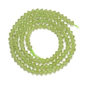 40cts Peridot  Faceted Bicones, Approx 4mm, 38cm Strand