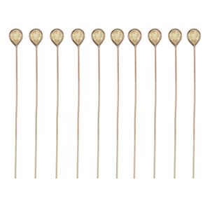 Rose Gold Plated 925 Sterling Silver Head Pins With 4x3mm Pear Citrine - 40mm, Width 0.5mm - (10pcs)