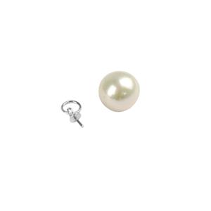 925 Sterling Silver Bail With Peg & White Freshwater Cultured Pearl Approx 10mm