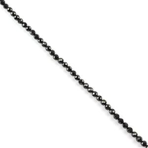 45cts Black Spinel Faceted Rounds Approx 4mm, 38cm Strand