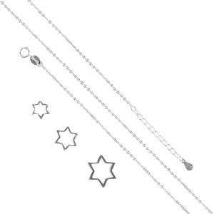 Star Shaped Halo Bead Launch -  925 Sterling Silver Star Shaped Halo Beads to fit 4 , 6 & 8mm Rounds & 925 Sterling Silver Bracelet Chains, 3pcs