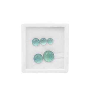 22cts Green Fluorite Cabochon Round Approx 8 to 14mm Gemstone (Set of 5 Pcs)