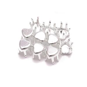 Silver Plated Base Metal 6mm Heart Claw Setting (10pcs)