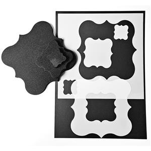 Foam Stamps & Stencil Fancy Squares 3 x Mounted Foam Stamps with Matching Stencil and Mask 