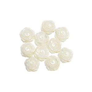 White MOP Carved Rose Flowers Approx 12mm, 10 pcs