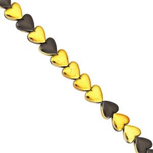 80cts Golden & Black color Haematite Smooth Heart Approx 6mm, 30cm Strand