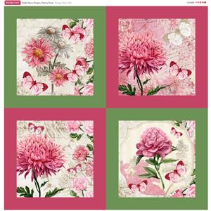 Debbi Moore Designs Feature Panel Vintage Floral Pink Fabric Panel (70 x 73cm)