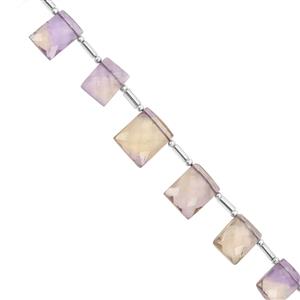 35cts Ametrine Top Side Drill Graduated Faceted Rectangle Approx 6.5x5.5 to 12x8.5mm, 19cm Strand with Spacers