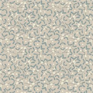 Lewis & Irene Winter In Bluebell Wood Collection Mistletoe Grey Flannel Fabric 0.5m
