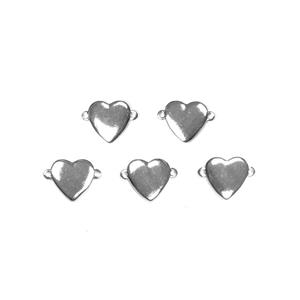 Silver Plated Base Metal Heart Connectors, 10mm (5pk)