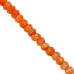 25cts Orange Carnelian Faceted Rondelle Approx 2x1 to 4x3mm, 31cm Strand