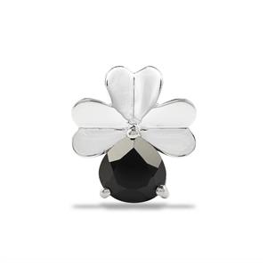 925 Sterling Silver Clover Pendant with Black Spinel, Approx 15mm