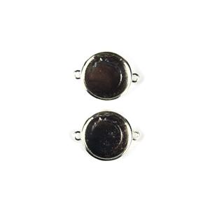 Silver Plated Base Metal Round Bezel Connector, Approx 17x4.8mm (2pk)