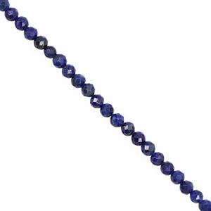 22cts Lapis Lazuli Micro Faceted Round Approx 3mm, 32cm Strand