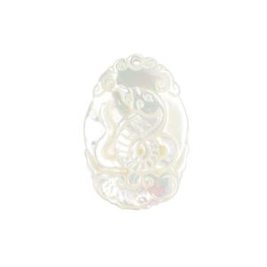 Mother of Pearl Carved Serpent, Approx 20x30mm, 1pc