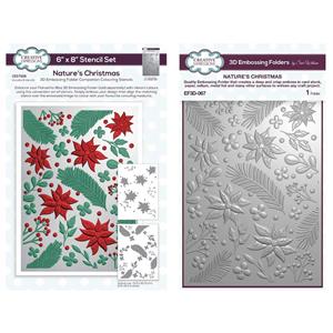 Nature's Christmas - 5 x 7 3D Embossing Folder & 2 Companion Colouring Stencil