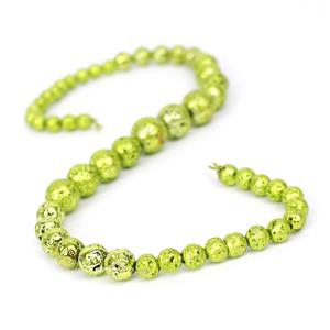 160cts Peridot Green Rock Lava Graduated Plain Rounds Approx 6 to12mm, 38cm Strand