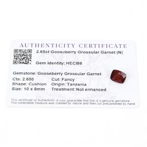 2.65cts Gooseberry Grossular Garnet 10x8mm Cushion  (N)