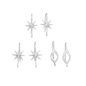 925 Sterling Silver Earrings Pair of 3 (2 Designs)