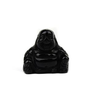 Black Glass Buddha Head Approx 30mm