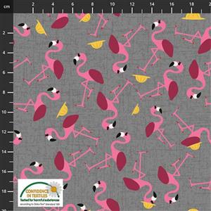 Coco's Safari Flamingo Grey Fabric 0.5m