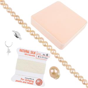 Natural Gold Freshwater Klein Pearls Project With Instructions By Yvonne Froehlich