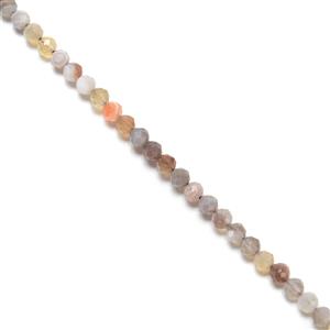 28cts Peach Botswana Agate Faceted Rounds Approx 4mm, 38cm Strand