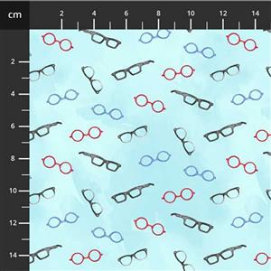Henry Glass Trendy Meadows Tossed Glasses Blue Fabric 0.5m