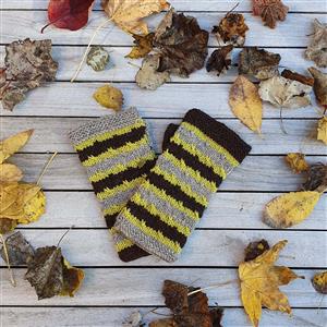 Woolly Chic Earth Stripy Twist Fingerless Mitts Knitting Kit