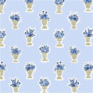 Liberty Garden Party Collection Jardiniere Spot Blue China Fabric 0.5m