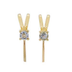 Gold Plated 925 Sterling Silver Rabbit Bail Peg With 0.28cts Aquamarine (2pcs)