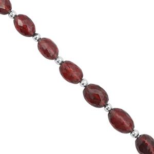 45cts Garnet Center Drill Graduated Faceted Oval Approx 7x5 to 10x7.5mm, 19cm Strand with Spacers