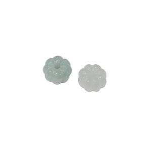 Type A 18cts Green&White Jadeite Pumpkin Beads Approx 11mm, 2pcs